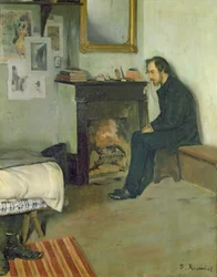 Bohemen, portrett av Erik Satie i atelieret hans på Montmartre, 1891